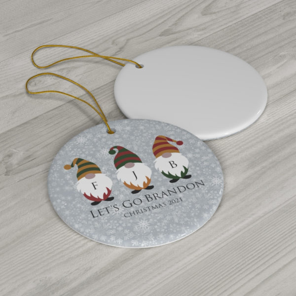 Gnomes Family Let’s Go Brandon Christmas 2021 Ceramic Ornaments product photo 7