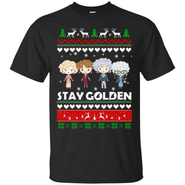 Golden Girls Stay Golden Friends Christmas Shirt Unisex T-Shirt Black S