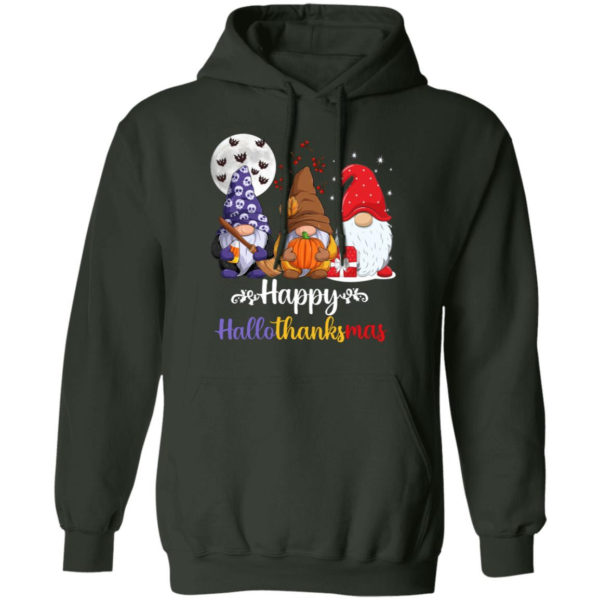 Happy Hallothanksmas Gnomes 202 Family Christmas Shirt Hoodie Forest Green S