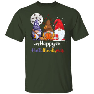Happy Hallothanksmas Gnomes 202 Family Christmas Shirt Unisex T-Shirt Forest S