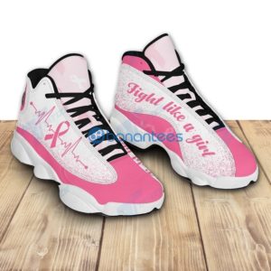 Heartbeat Cancer Fight Like A Girl Air Jordan 13 Sneakers - Women's Air Jordan 13 - Pink