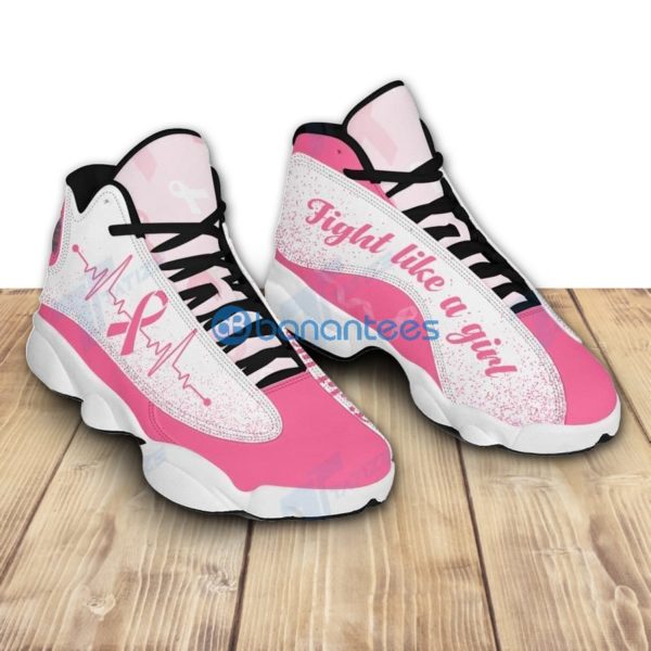 Heartbeat Cancer Fight Like A Girl Air Jordan 13 Sneakers - Women's Air Jordan 13 - Pink
