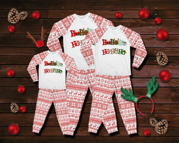 Ho Ho Ho Funny Christmas Pajamas Family Set Kid Pajamas Set White 2Y