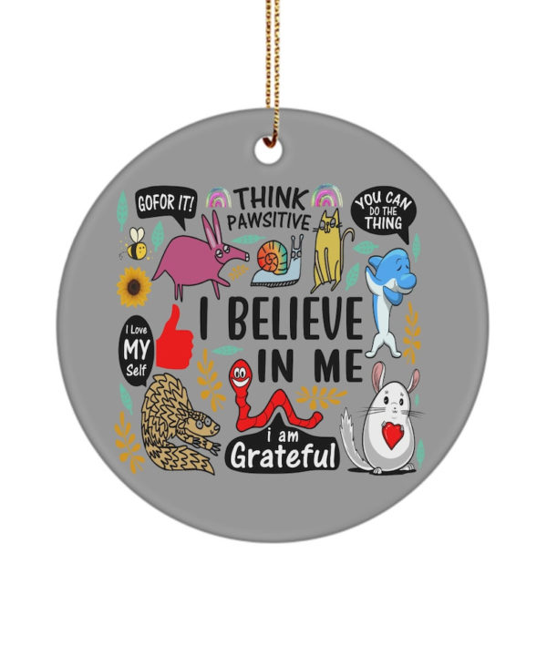 I Believe In Me Funny Christmas Circle Ornament Circle Ornament Gray 1-pack