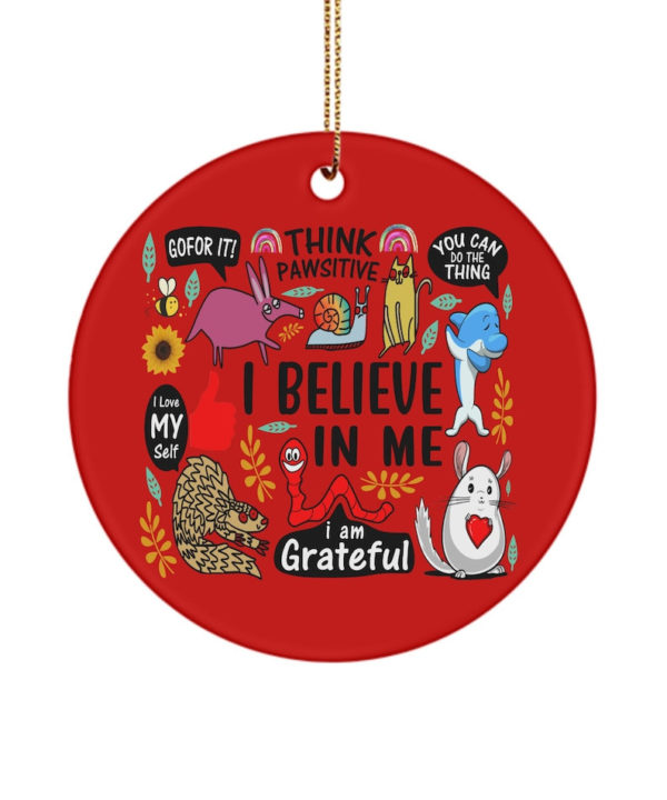 I Believe In Me Funny Christmas Circle Ornament Circle Ornament Red 1-pack