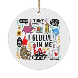 I Believe In Me Funny Christmas Circle Ornament Circle Ornament White 1-pack