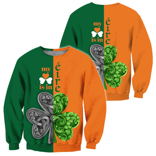 Irish Saint Patrick’s Day Shamrock Celtic Cross All Over Print 3D Shirt 3D Sweatshirt Green S