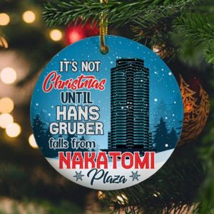 It's Not Christmas Until Hans Gruber Fall from Nakatomi Plaza Circle Ornament Circle Ornament Blue 1-pack