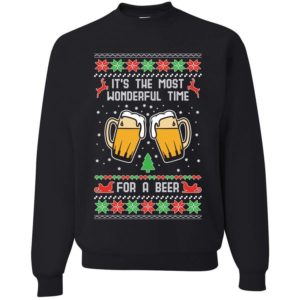 It’s The Most Wonderful Time For A Beer Christmas Sweatshirt Sweatshirt Black S