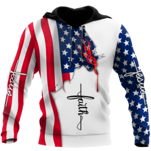 Jesus American Faith One Nation Under God All Over Print 3D Shirt 3D Hoodie White S
