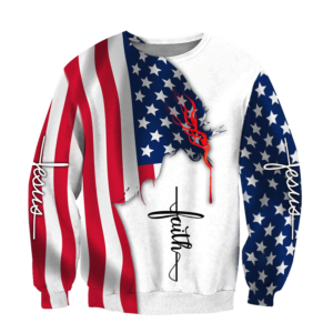 Jesus American Faith One Nation Under God All Over Print 3D Shirt 3D Sweatshirt White S