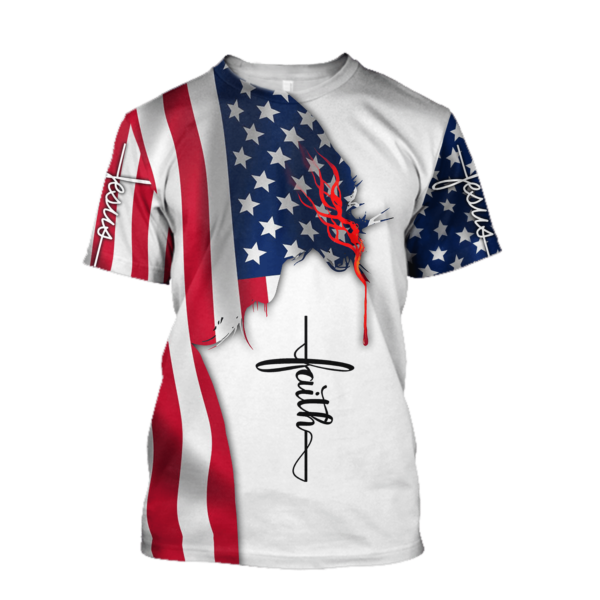 Jesus American Faith One Nation Under God All Over Print 3D Shirt 3D T-Shirt White S
