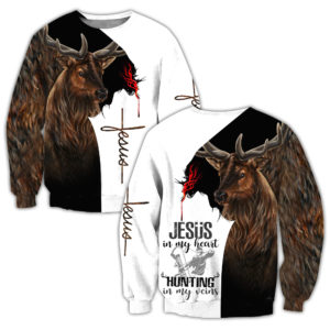 Jesus In My Heart Hunting In My Veins All Over Print 3D Shirt 3D Sweatshirt White S