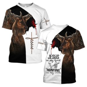 Jesus In My Heart Hunting In My Veins All Over Print 3D Shirt 3D T-Shirt White S