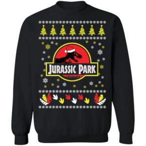 Jurassic Park Ugly Dinosaur Santa Christmas Sweatshirt Christmas Sweatshirt Black S