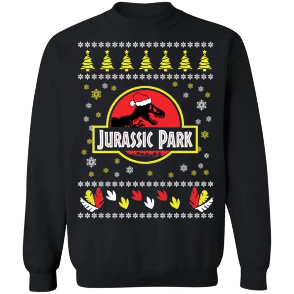 Jurassic Park Ugly Dinosaur Santa Christmas Sweatshirt Christmas Sweatshirt Black S