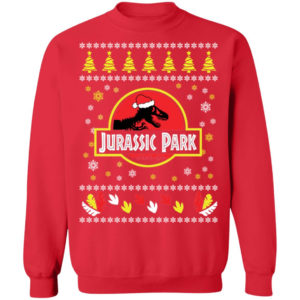 Jurassic Park Ugly Dinosaur Santa Christmas Sweatshirt Christmas Sweatshirt Red S