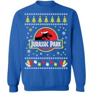 Jurassic Park Ugly Dinosaur Santa Christmas Sweatshirt Christmas Sweatshirt Royal S