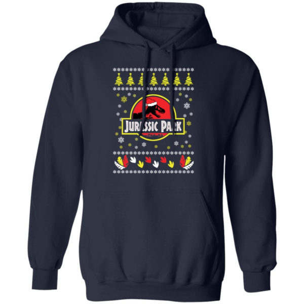 Jurassic Park Ugly Dinosaur Santa Christmas Sweatshirt Hoodie Navy S
