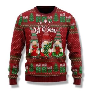 Let It Snow Gnome Gift Christmas Sweater AOP Sweater Red S