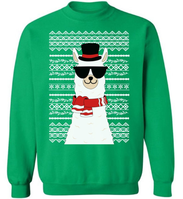 Llama Boss Wear Glasses Ugly Llama Christmas Sweatshirt Sweatshirt Green S