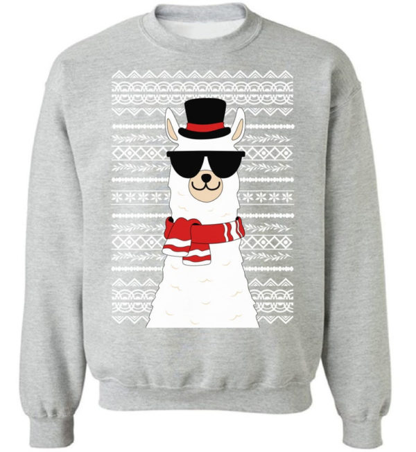 Llama Boss Wear Glasses Ugly Llama Christmas Sweatshirt Sweatshirt Grey S