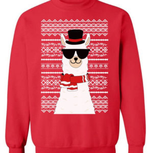 Llama Boss Wear Glasses Ugly Llama Christmas Sweatshirt Sweatshirt Red S