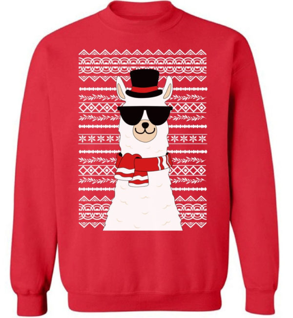 Llama Boss Wear Glasses Ugly Llama Christmas Sweatshirt Sweatshirt Red S