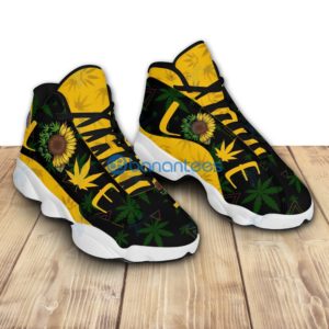 Love Weed Leaf Sunflower Air Jordan 13 Sneaker - Women's Air Jordan 13 - Yellow