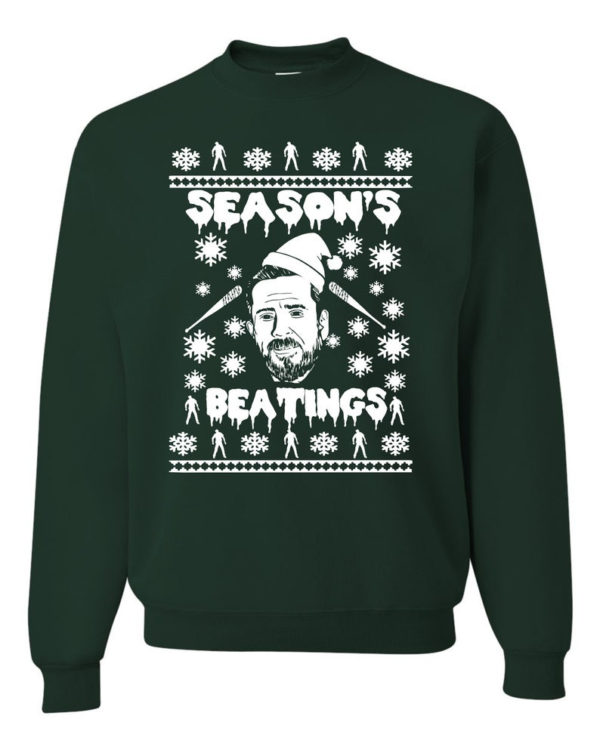 Negan Season's Beatings Christmas Sweatshirt Sweatshirt Forest Green S