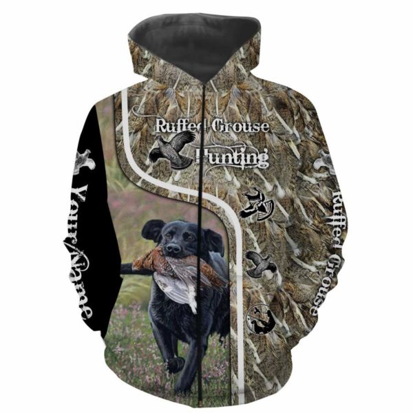 Ruffed Grouse Hunting Bird Hunters Personalized Name 3D All Over Print Shirt - 3D Zip Hoodie - Black