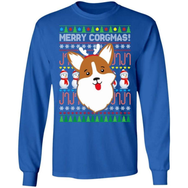 Snowman Merry Corgmas Dog Lover Christmas Shirt Long Sleeve Royal S