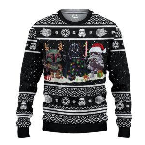Star Wars Darth Vader Boba Fett Stormtrooper Christmas 3D Sweater AOP Sweater Black S