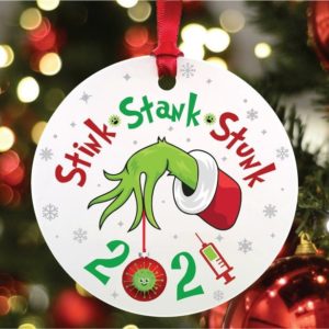 Stink Stank Stunk Funny Christmas 2021 Circle Ornament Circle Ornament White 1-pack