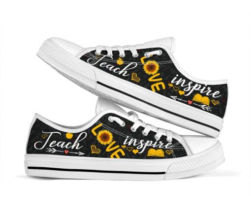 Sunflower Teach Love Inspire For Men And Women Low Top Shoes - Men's Shoes - Black