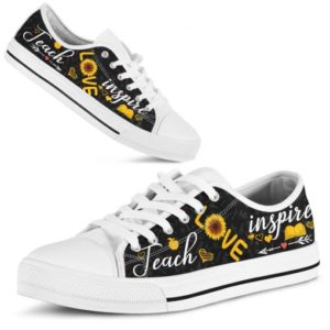 Sunflower Teach Love Inspire For Men And Women Low Top Shoes - Women's Shoes - Black