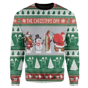 The Christmas Day Jesus And Friends Funny Christmas Sweater AOP Sweater Green S