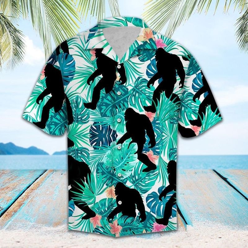 Ugly Bigfoot Tropical Bigfoot Hawaii Shirt Short-Sleeve Hawaiian Shirt Black S