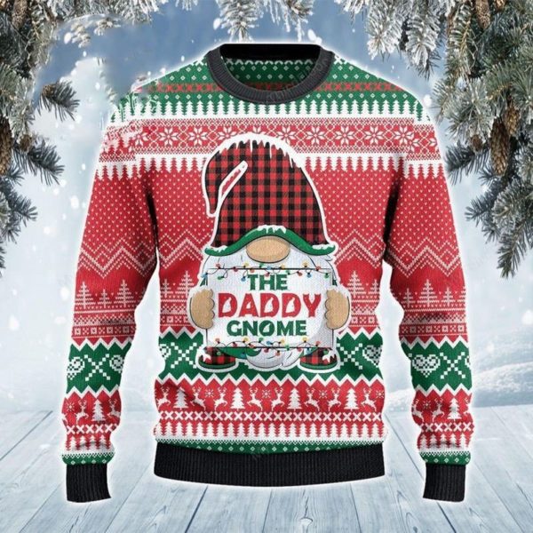 Ugly Gnome The Daddy Gnome Christmas 3D Sweater AOP Sweater Red S