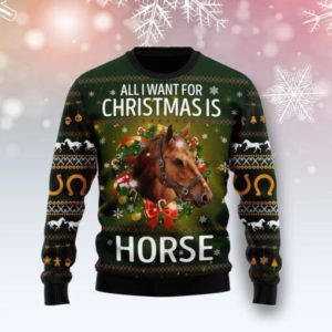 Ugly Horse All I Want For Christmas is Horse Christmas 3D Sweater AOP Sweater Green S