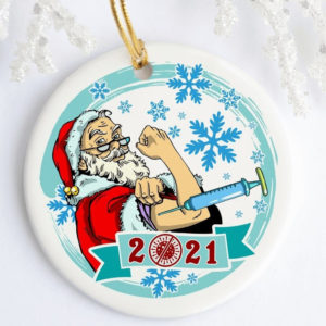 Ugly Santa Vaccinated 2021 Christmas Circle Ornament product photo 1