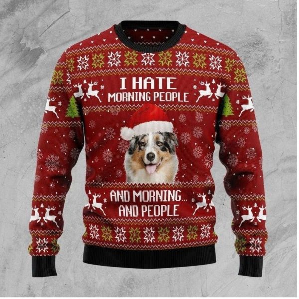 Ugly Shepherd Hate Morning And Christmas Sweater AOP Sweater Red S