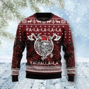 Vikings Fa La La La La Valhalla La Christmas Sweater AOP Sweater Maroon S