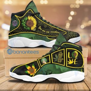 Weed Native Pattern Sunflower You Are My Sunshine Air Jordan 13 Sneakers Shoes - Men's Air Jordan 13 - Green