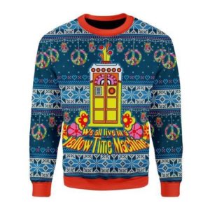 Yellow Door We All Live In A Yellow Time Machine 3D Sweater AOP Sweater Navy Blue S