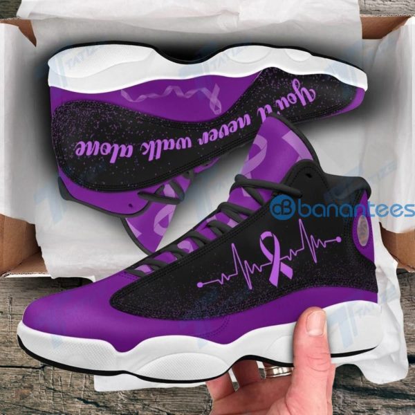 You'll Never Walk Alone Alzheimer Heart Beat Air Jordan 13 Shoes - Men's Air Jordan 13 - Purple
