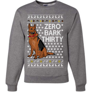 Zero Bark Thirty Funny Dog Christmas Sweatshirt Sweatshirt Heather Grey S
