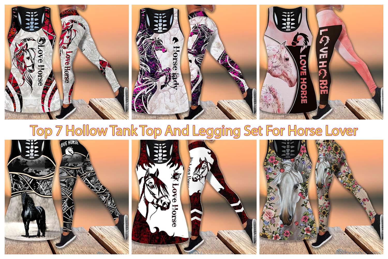 Top 7 Hollow Tank Top And Legging Set For Horse Lover