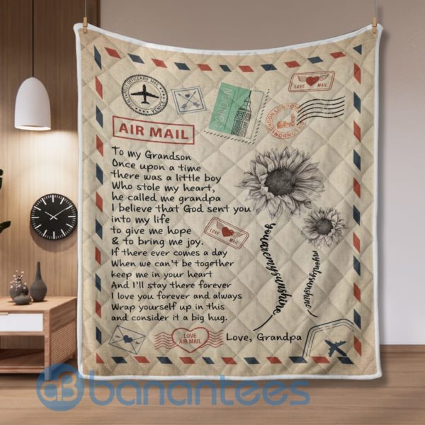 A Letter To My Grandson from Grandpa Blanket Quilt Product Photo
