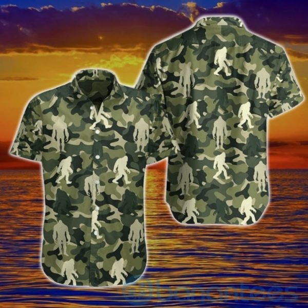 Amazing Bigfoot Camo Tropical Hawaiian Shirt Product Photo